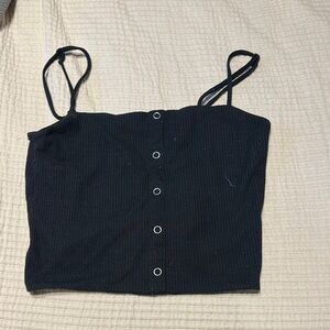 Black Button-Front Women's Top